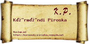 Körmöndi Piroska névjegykártya